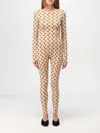 Marine Serre Graphic-print Long-sleeve Jumpsuit In Beige