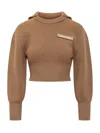 Marine Serre Half Cardigan Knit Sailor Sweater In Brown