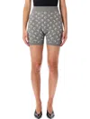 Marine Serre Allover Knit Shorts Elastic Waistband In Gray