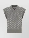 Marine Serre Knitted Vest Featuring Embroidered Pattern In Gray