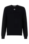 Marine Serre 'lune Logo' Crew Neck Sweater In Black