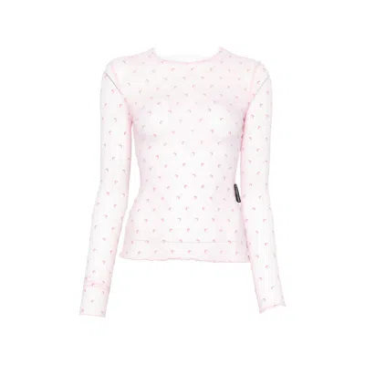 Marine Serre Moon-print Long-sleeve T-shirt In Pink