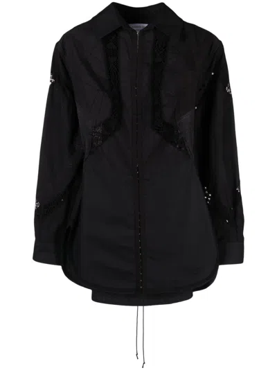 Marine Serre Lace-detail Shirt Dress In Black