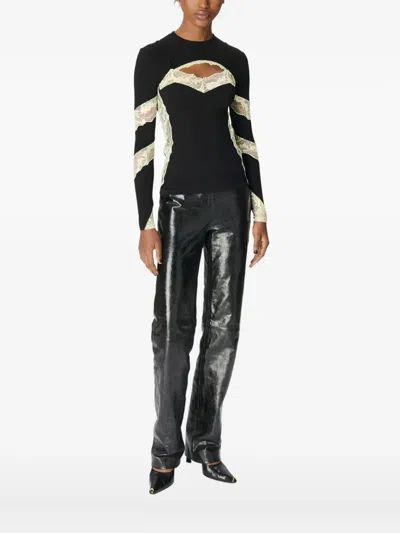 Marine Serre Lace-insert Top In Black