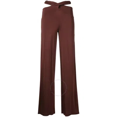 MARINE SERRE MARINE SERRE LADIES BROWN CROSS-WAIST FLUID TROUSERS