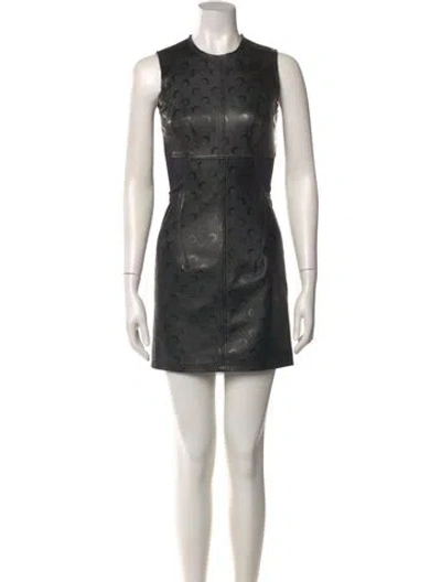 Pre-owned Marine Serre Lamb Leather Mini Dress W/ Tags In Black