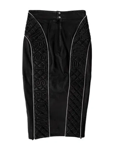 Pre-owned Marine Serre Lambskin Midi Length Skirt In Black