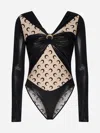 Marine Serre Regenerated Laminated Bodysuit In Black