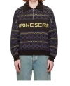 Marine Serre Lapel Long Sleeve Sweater In Multi