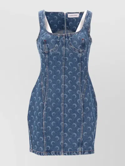 MARINE SERRE LASER DENIM BUSTIER DRESS MOON