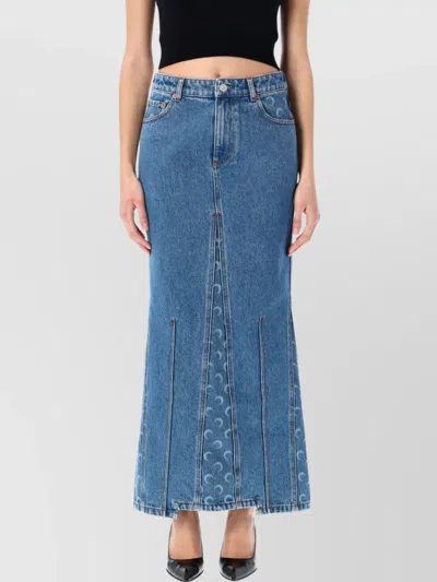 MARINE SERRE LASERED DENIM SKIRT LONG MOON