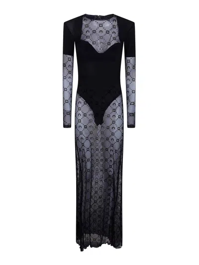 Marine Serre Layered Moon-print Dress In Black