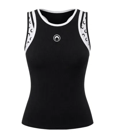 Marine Serre Layered Jersey Tank Top In Black