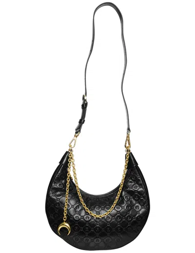 Marine Serre Leather Bag With Chain In Black