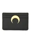 Marine Serre Leather Card Holder In Black