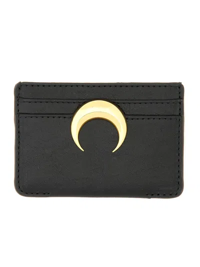 Marine Serre Leather Card Holder In Black