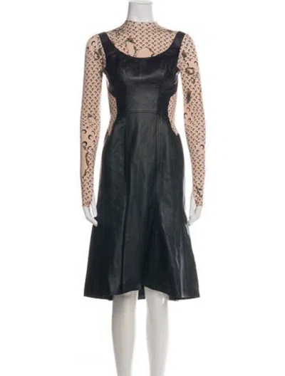 Pre-owned Marine Serre Leather Knee-length Dress In Green