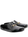 Marine Serre Flat Leather Slippers Gold Detail