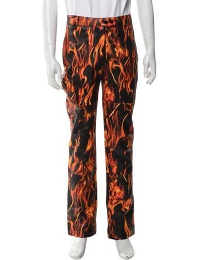 Pre-owned Marine Serre Leather Pants In Orange