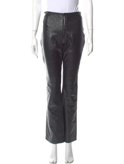 Pre-owned Marine Serre Leather Straight Leg Pants In Black