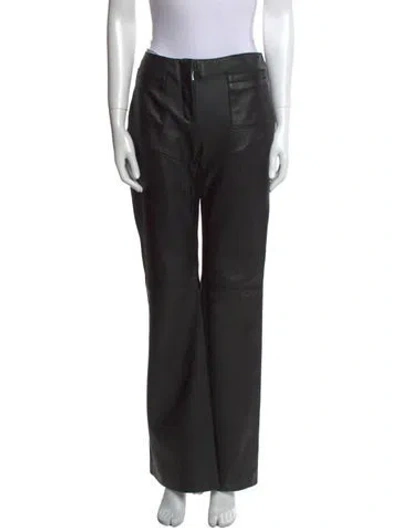 Pre-owned Marine Serre Leather Wide Leg Pants In Black