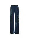 Marine Serre Leather-patchwork Jeans In Blue