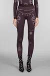 Marine Serre Printed Jersey Tights In Brown