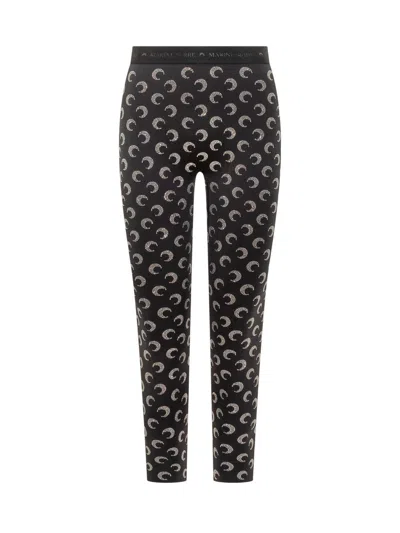 Marine Serre Leggings With Crescent Moon Decoration In Black