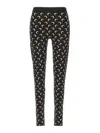 Marine Serre Moon Printed Stirrup Leggings In Black And Beige In Black