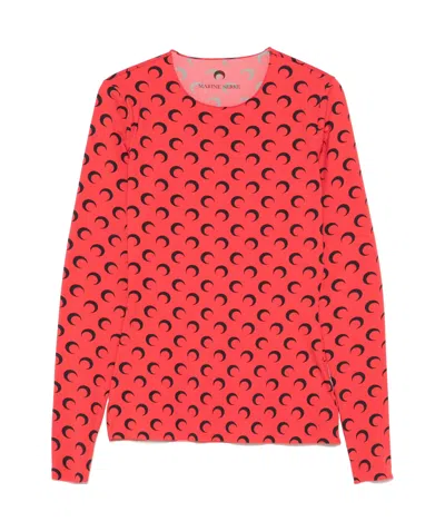 MARINE SERRE MARINE SERRE MOON PRINTED CREWNECK T-SHIRT
