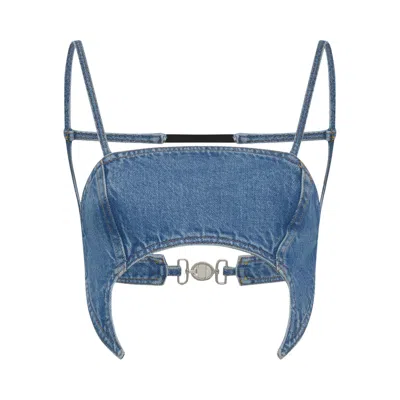 Pre-owned Marine Serre Light Blue Denim Bra Top 'light Blue' | Women's Size 40