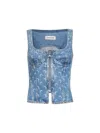 Marine Serre Moon Denim Bustier Top In Blue