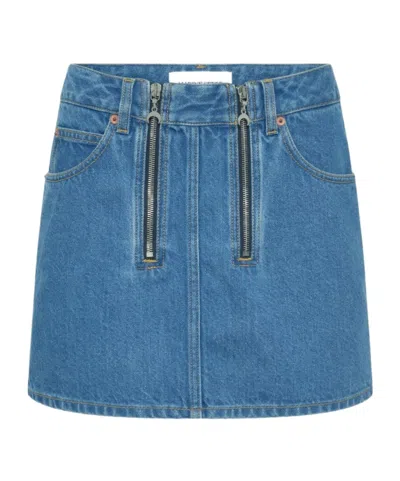 Marine Serre Light Blue Denim Zipped Mini Skirt