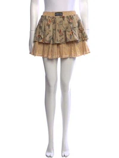 Pre-owned Marine Serre Linen Mini Skirt In Neutrals