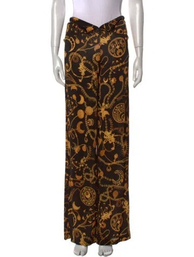 Pre-owned Marine Serre Linen Wide Leg Pants In Brown