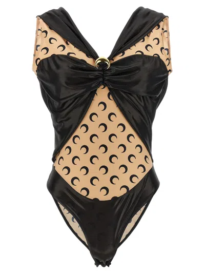 Marine Serre Logo Bodysuit Underwear And Body Black