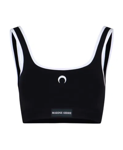 Marine Serre Logo Bra In Black