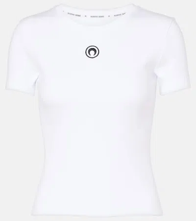 Marine Serre Moon Logo Ribbed Jersey Baby Fit T-shirt In White