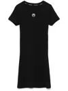 Marine Serre Logo Cotton T-shirt Dress In Black