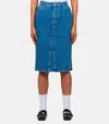 Marine Serre Logo Denim Half-dress In Blue