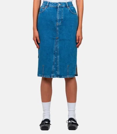 Marine Serre Logo Denim Half-dress In Blue