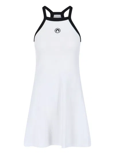 Marine Serre Logo Detailed Sleeveless Stretch Dress In White