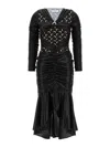 Marine Serre All Over Moon Ruched Jersey Midi Dress In Black