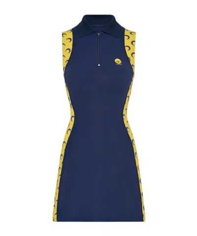 Marine Serre Logo Dress In Blue