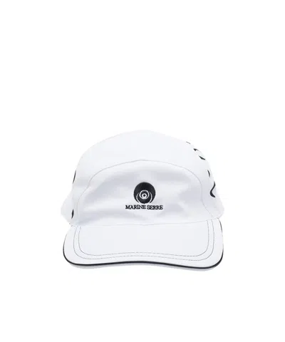 Marine Serre Logo-embroidered Moon-print Cap In White