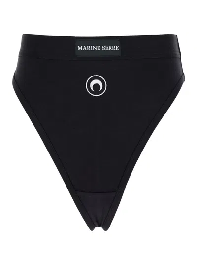 Marine Serre Logo Embroidered Underwear In Black