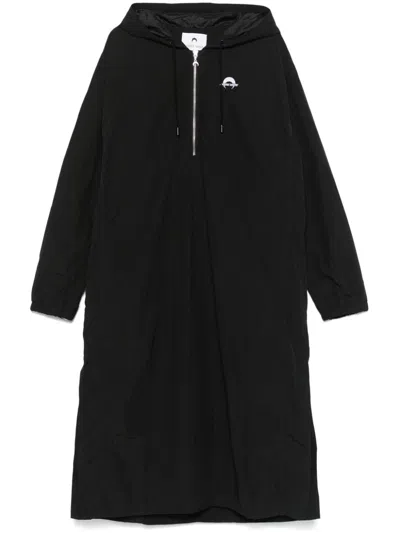 Marine Serre Logo-embroidered Hoodie In Black
