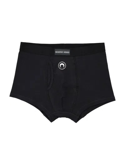 Marine Serre Logo Embroidered Ribbed Boxers In Black