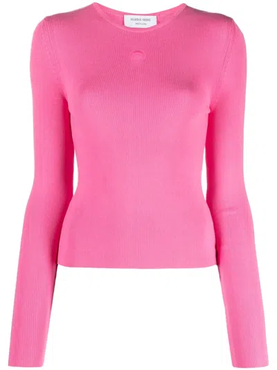 Marine Serre Geripptes Stricktop Mit Logo In Pk30 Pink