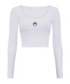 Marine Serre Short Sleeve Cropped Top With Scoop Neck In White